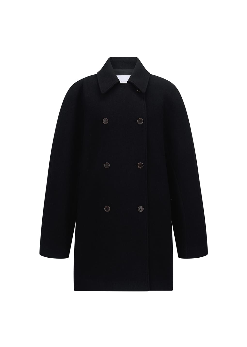 rounded half coat, black
