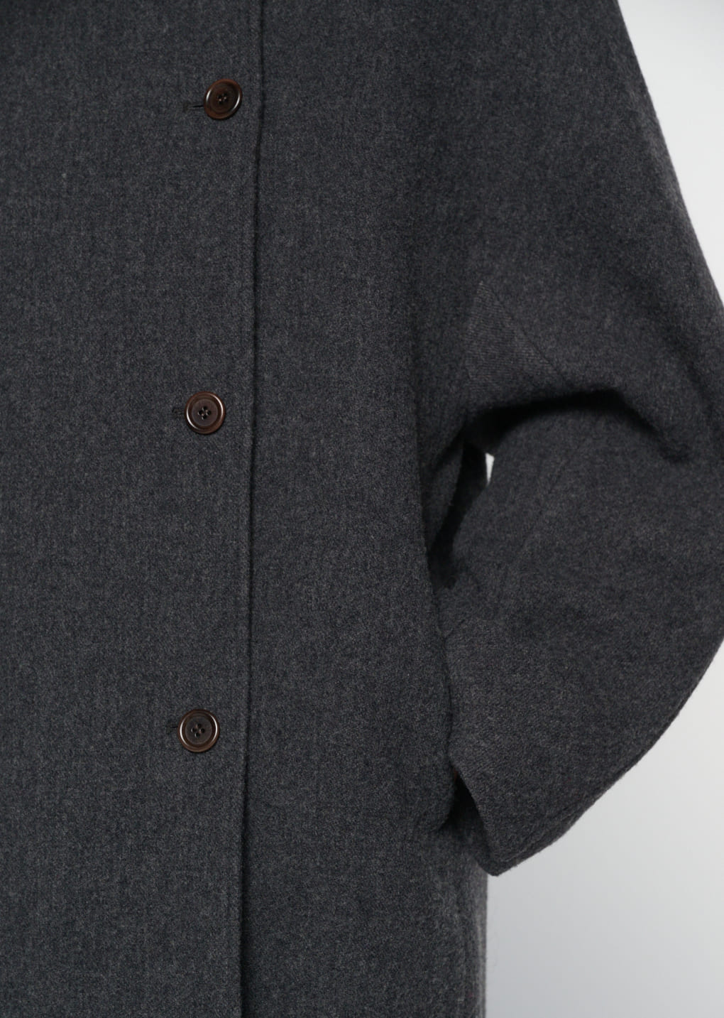 rounded half coat, charcoal