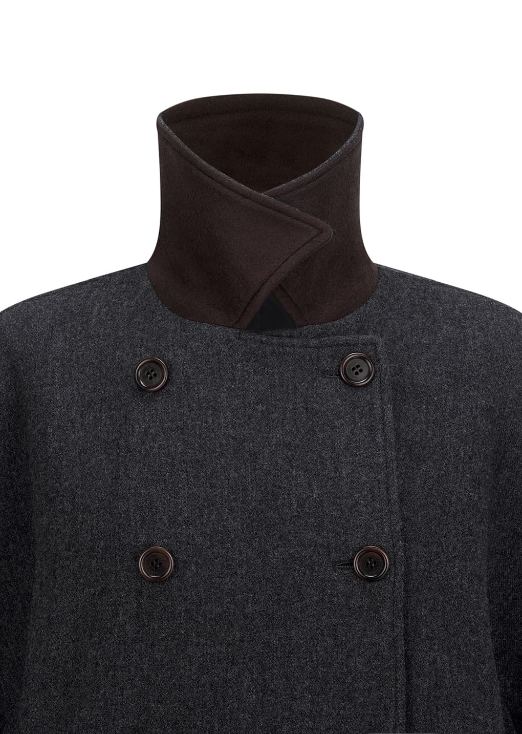 rounded half coat, charcoal