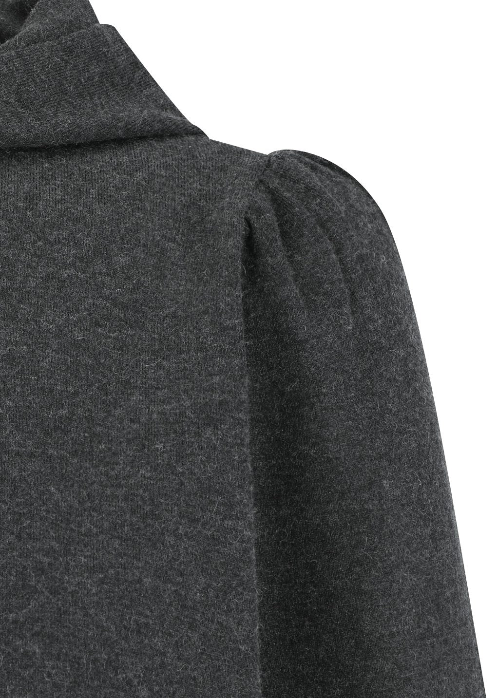 shirring half zip up knit hoodie, charcoal