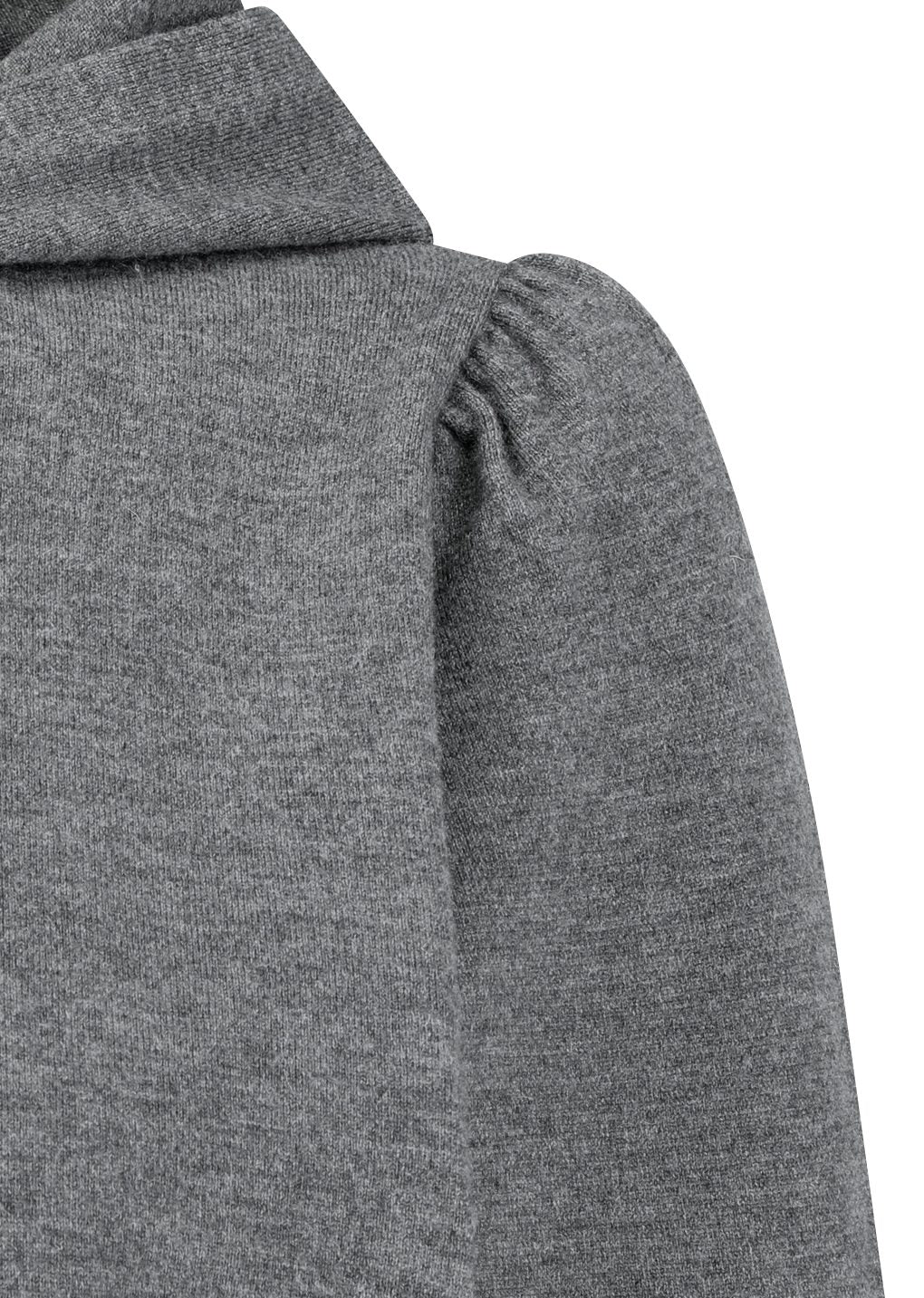 shirring half zip up knit hoodie, grey