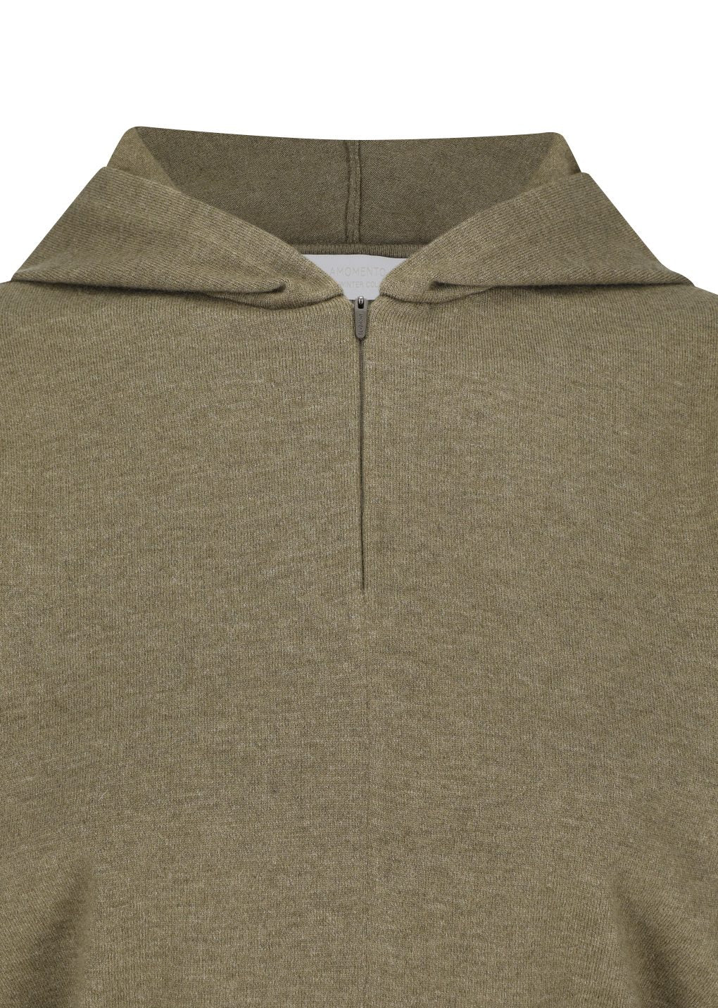 shirring half zip up knit hoodie, khaki