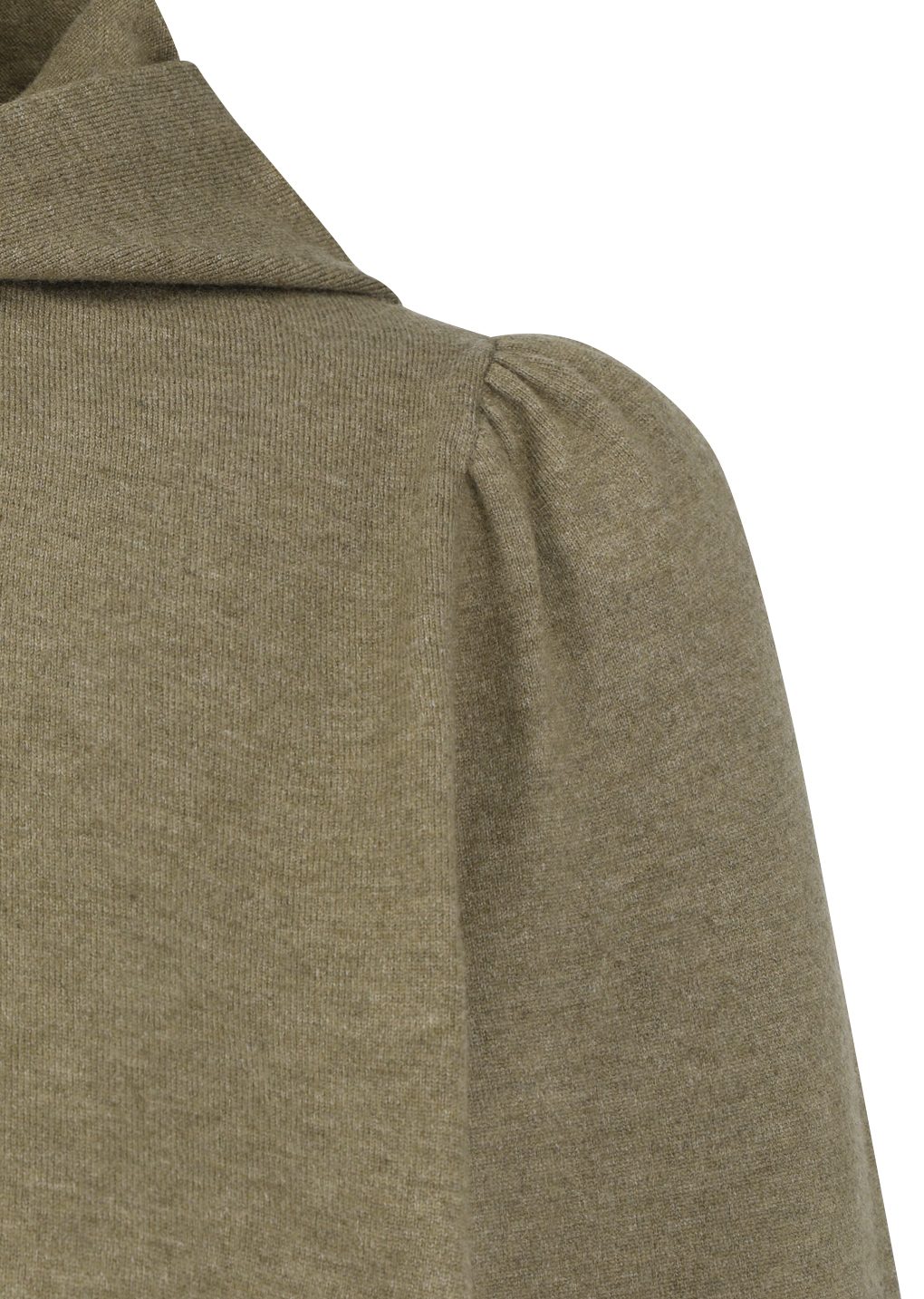 shirring half zip up knit hoodie, khaki