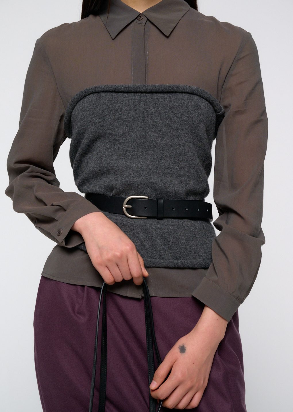 sheer cotton shirt, grey