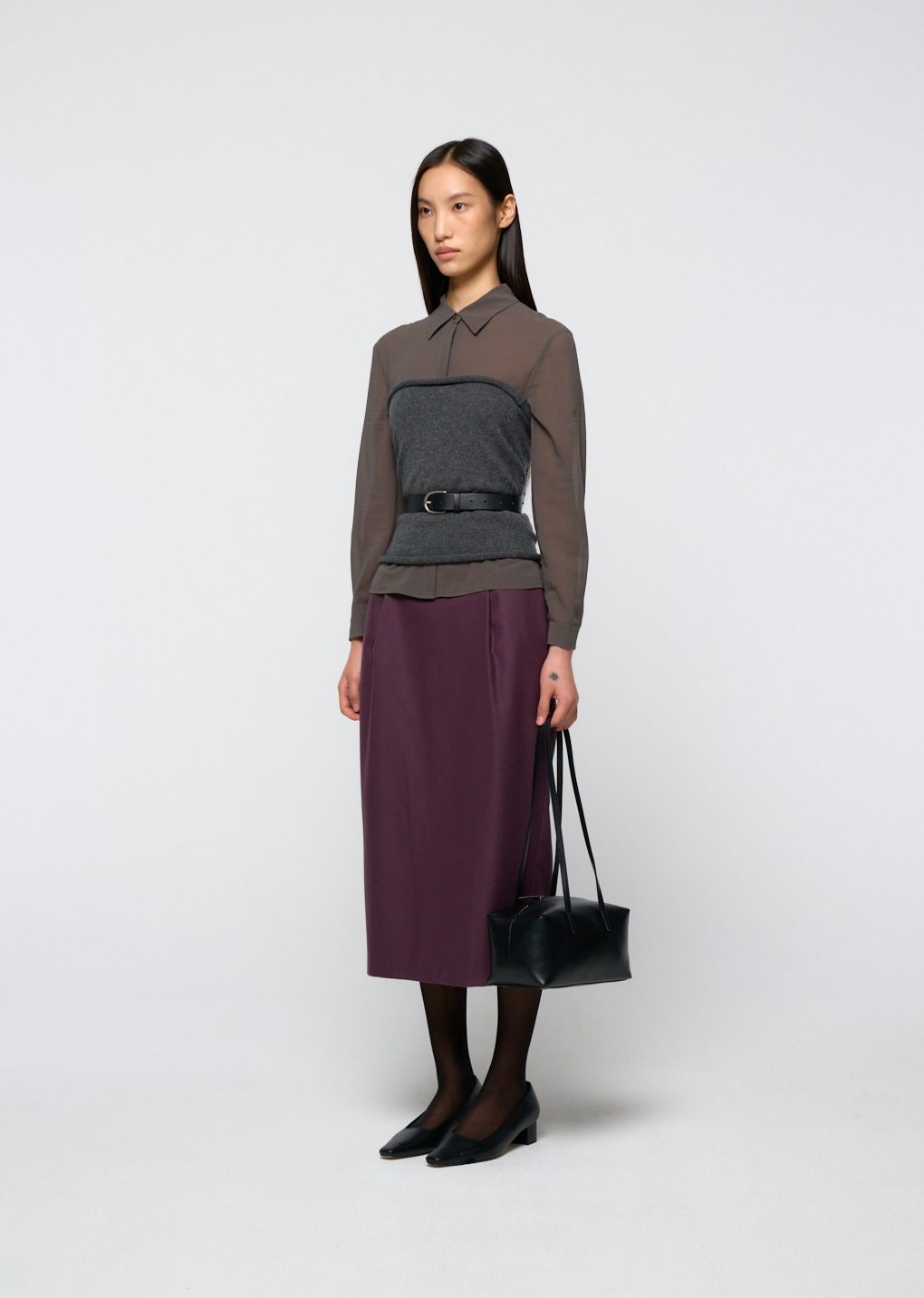 wool pencil skirt, burgundy