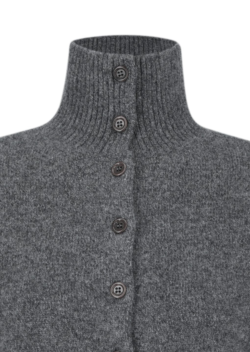 wool button up collar cardigan, charcoal