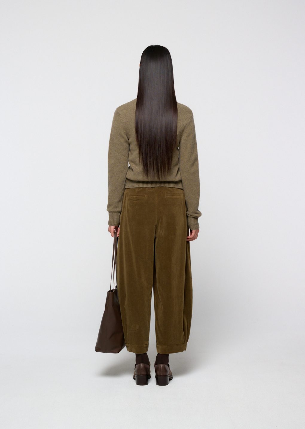 wool button up collar cardigan, khaki