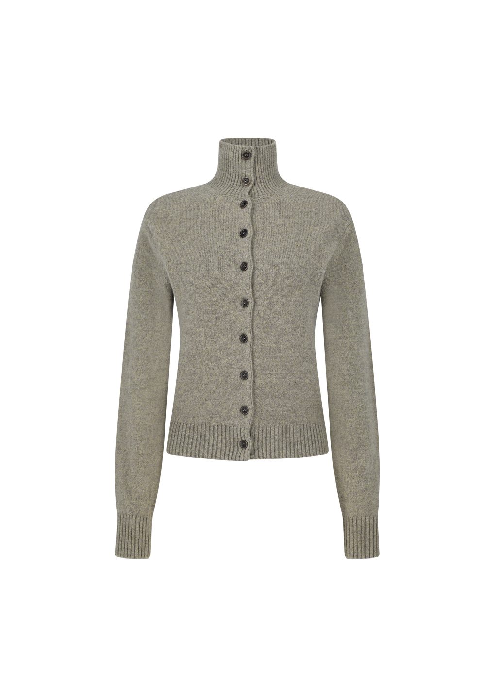 wool button up collar cardigan, khaki