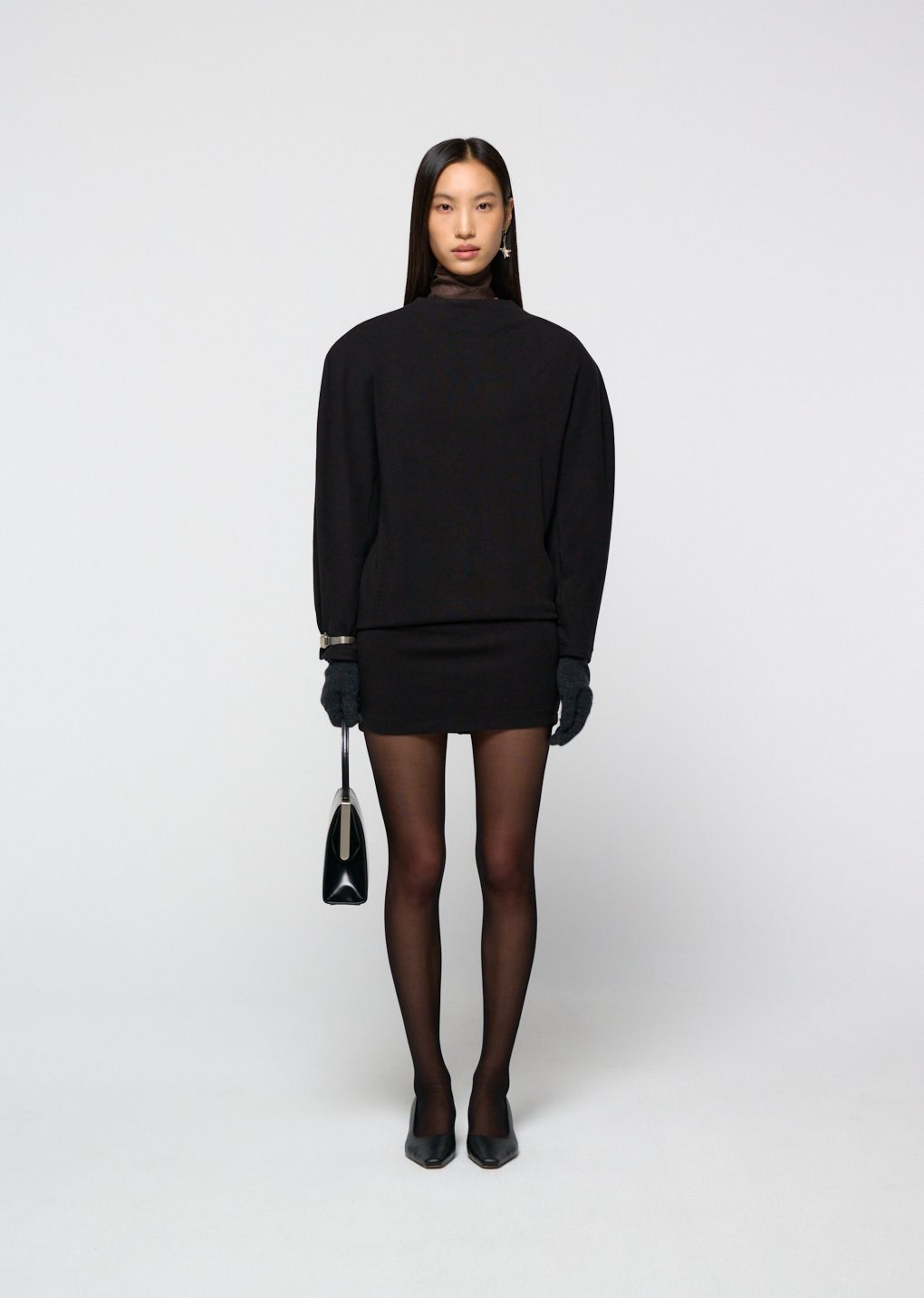 jersey padded mini dress, black