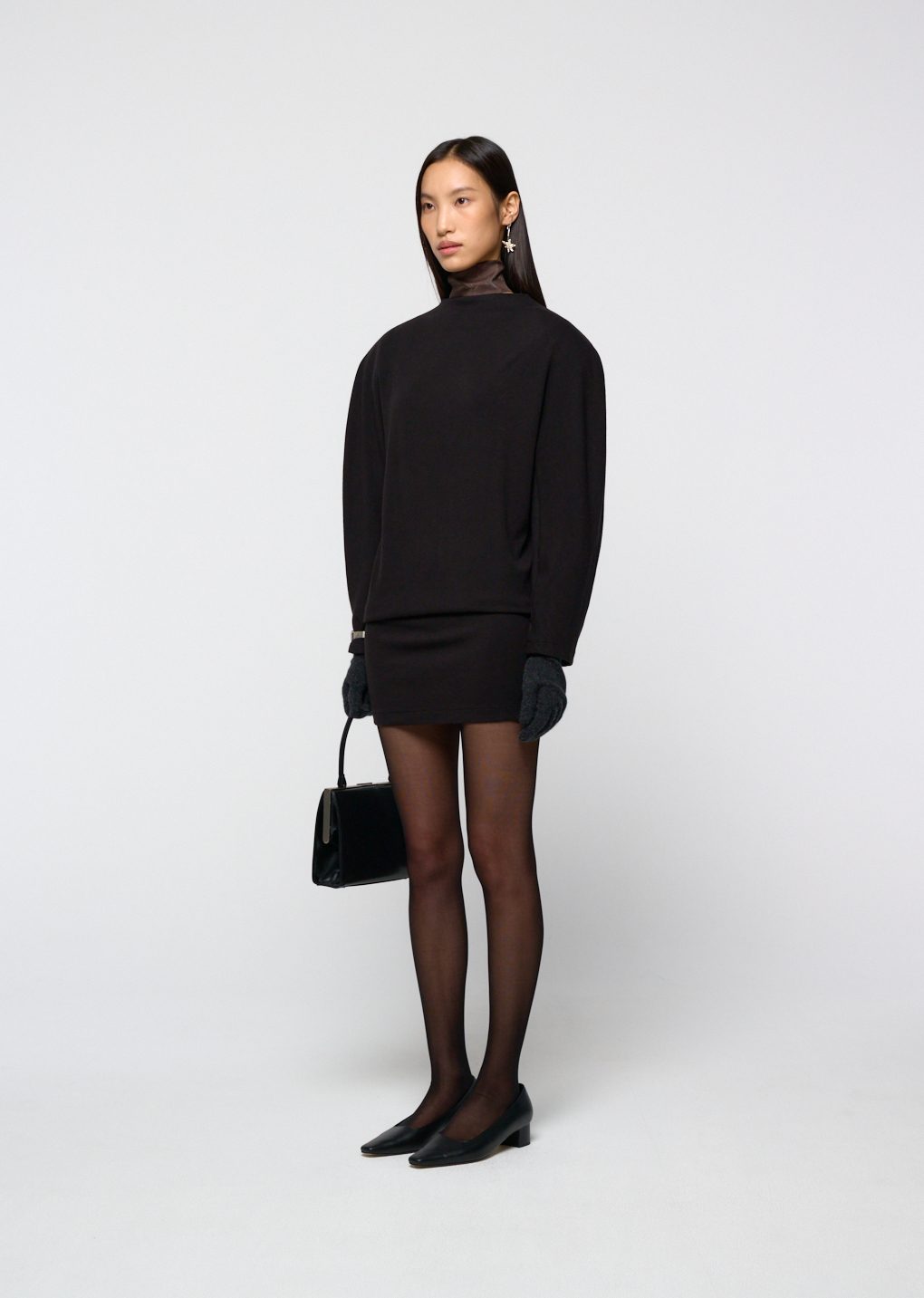jersey padded mini dress, black