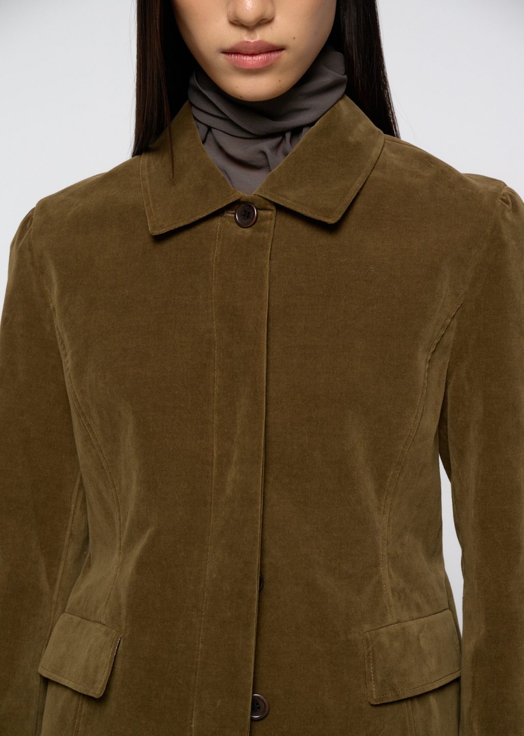 velvet jacket, khaki