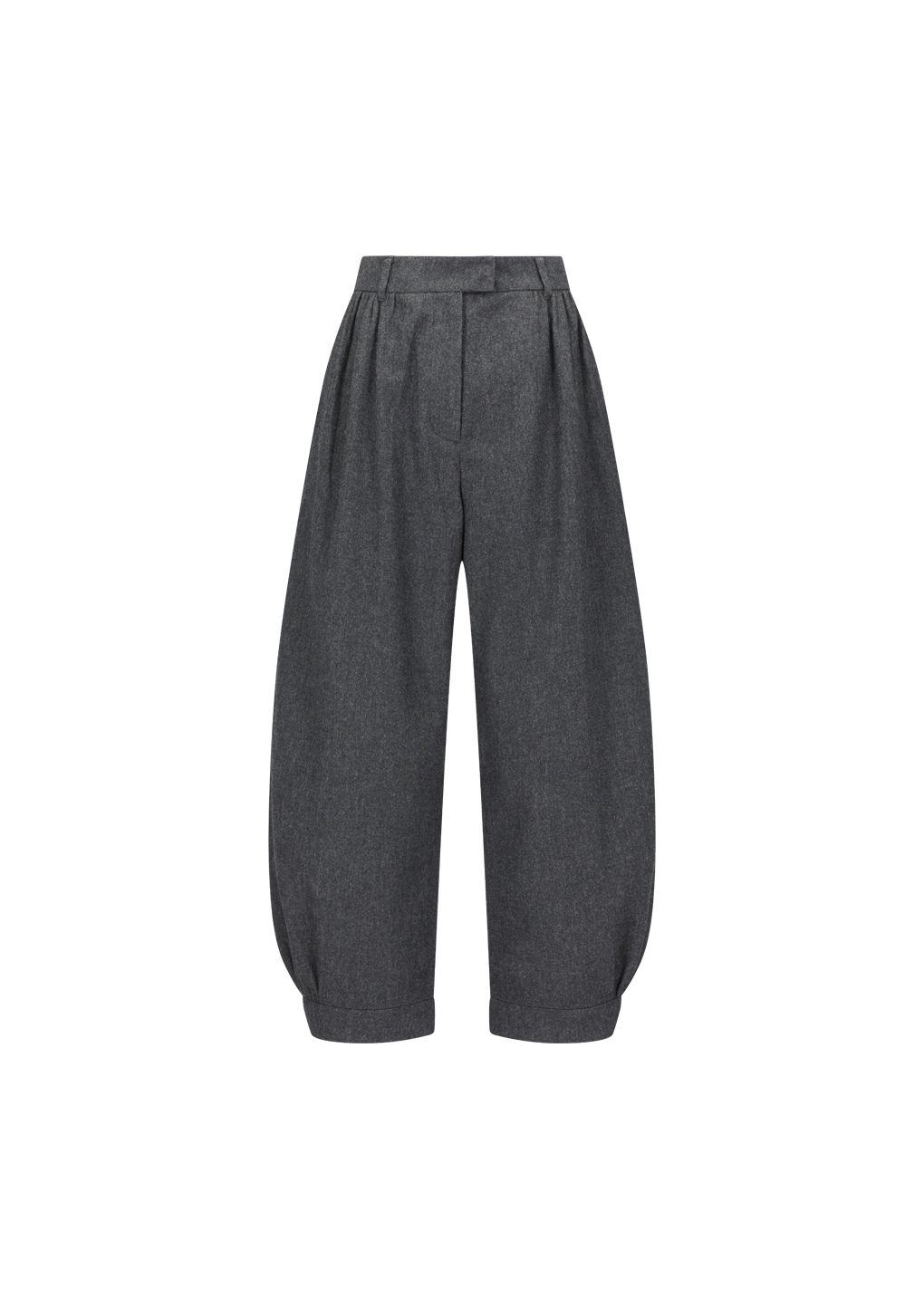 wool shirring pants, charcoal