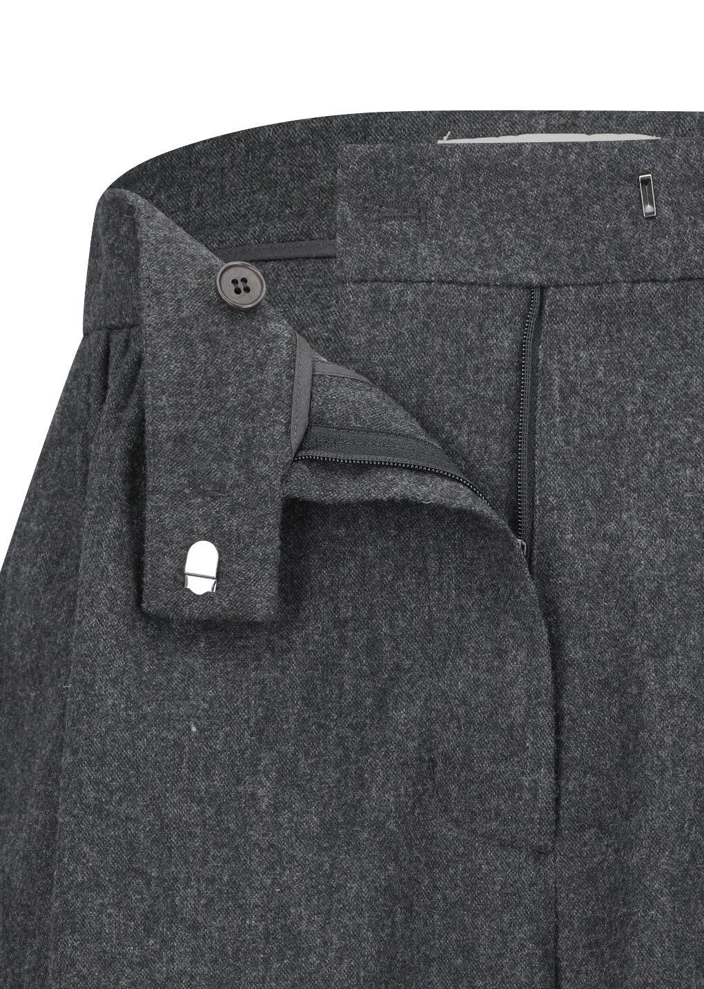 wool shirring pants, charcoal