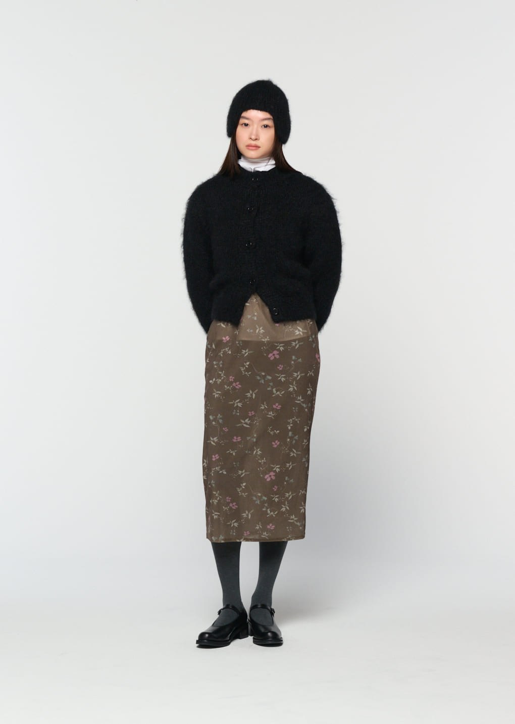 mohair bulky cardigan, black