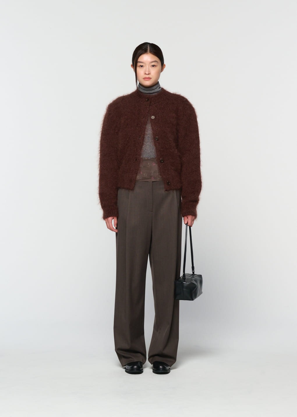 mohair bulky cardigan, brown