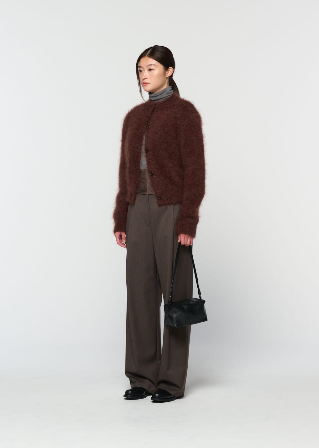 mohair bulky cardigan, brown