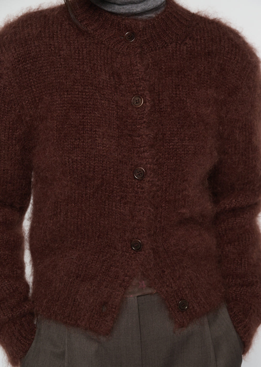 mohair bulky cardigan, brown