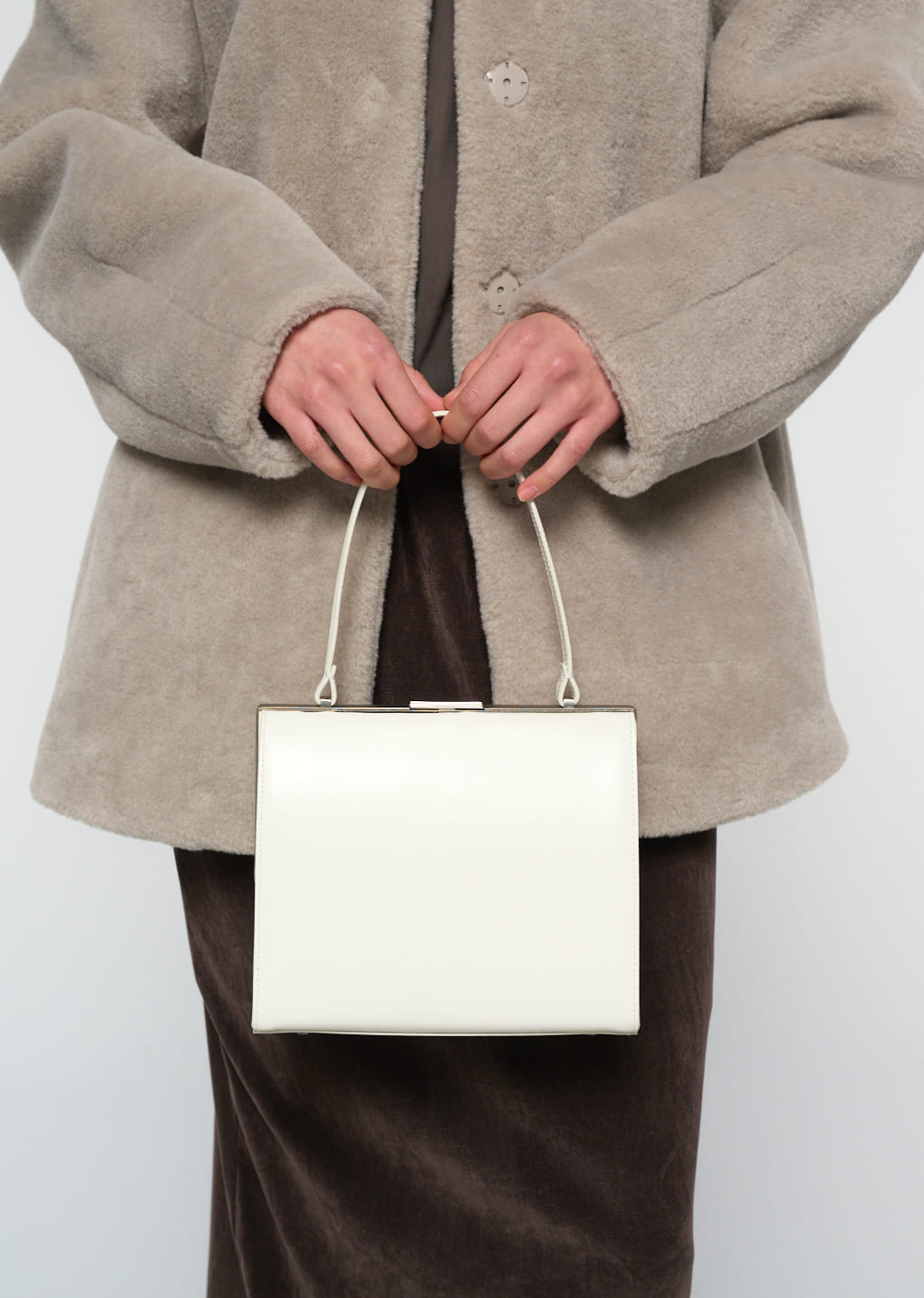 shearling mid jacket, grey