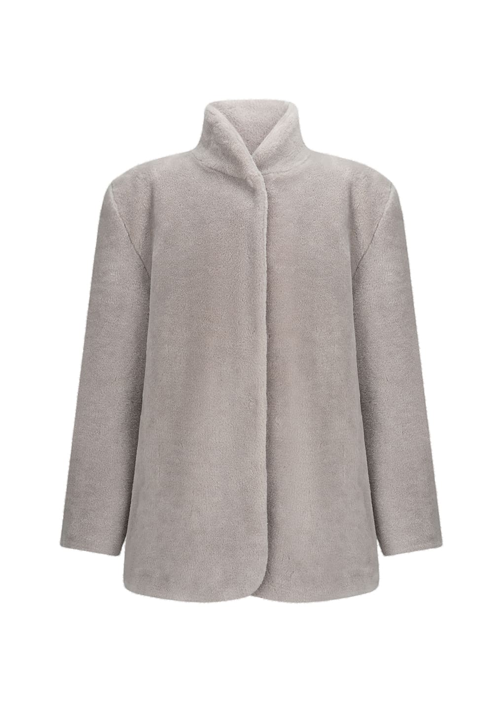 shearling mid jacket, grey