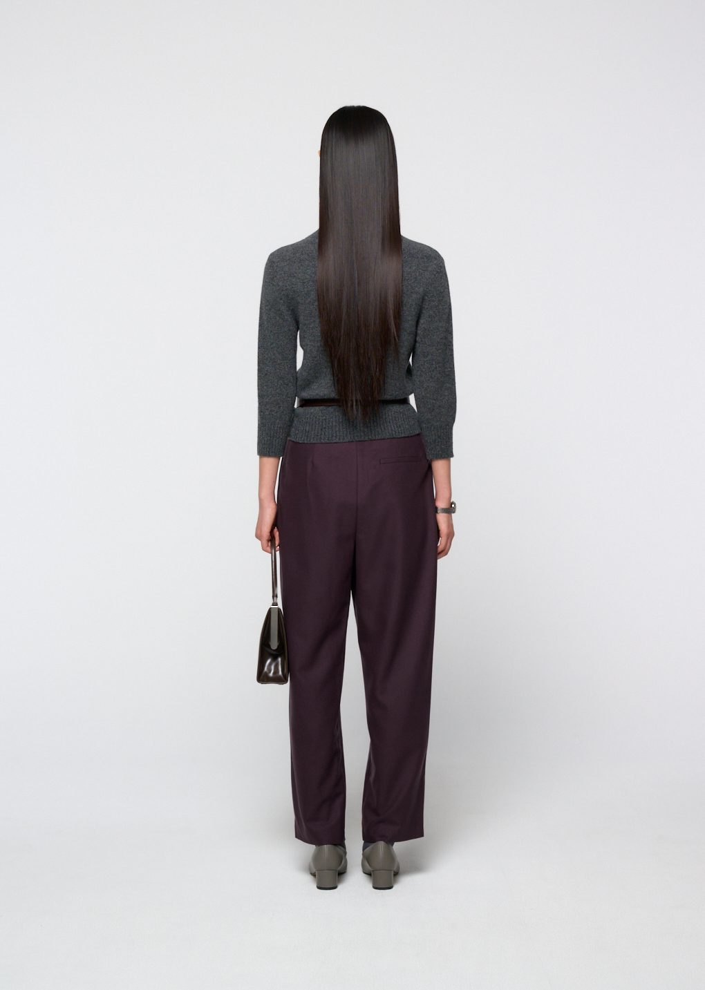 wool mock neck knit, charcoal