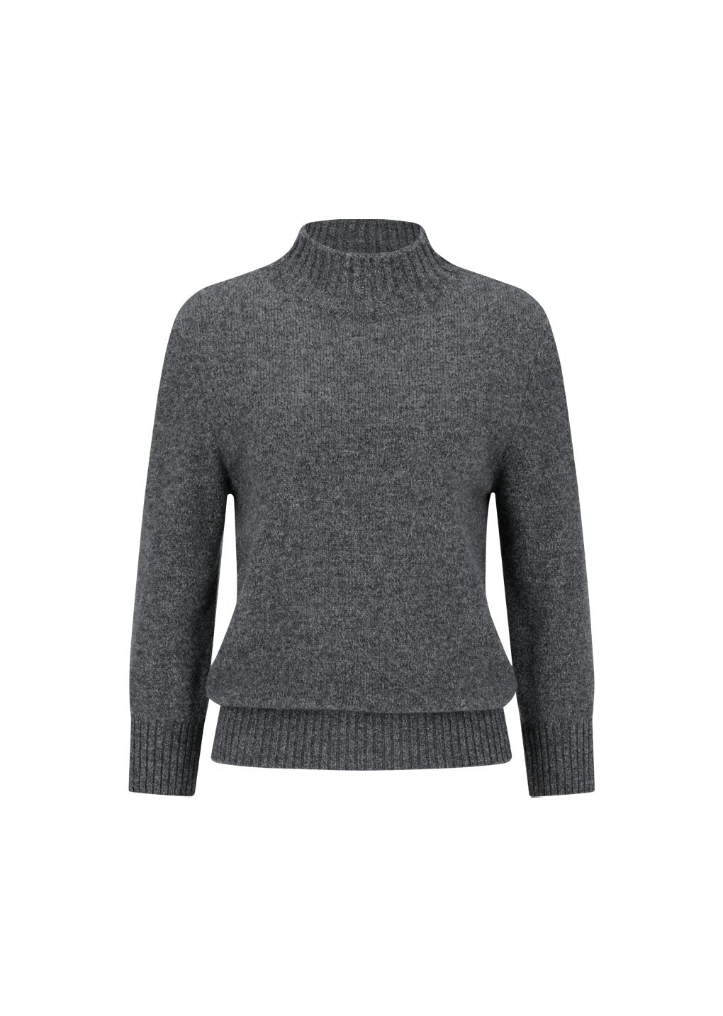 wool mock neck knit, charcoal