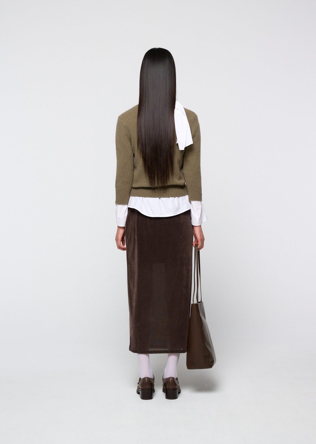 wool mock neck knit, khaki