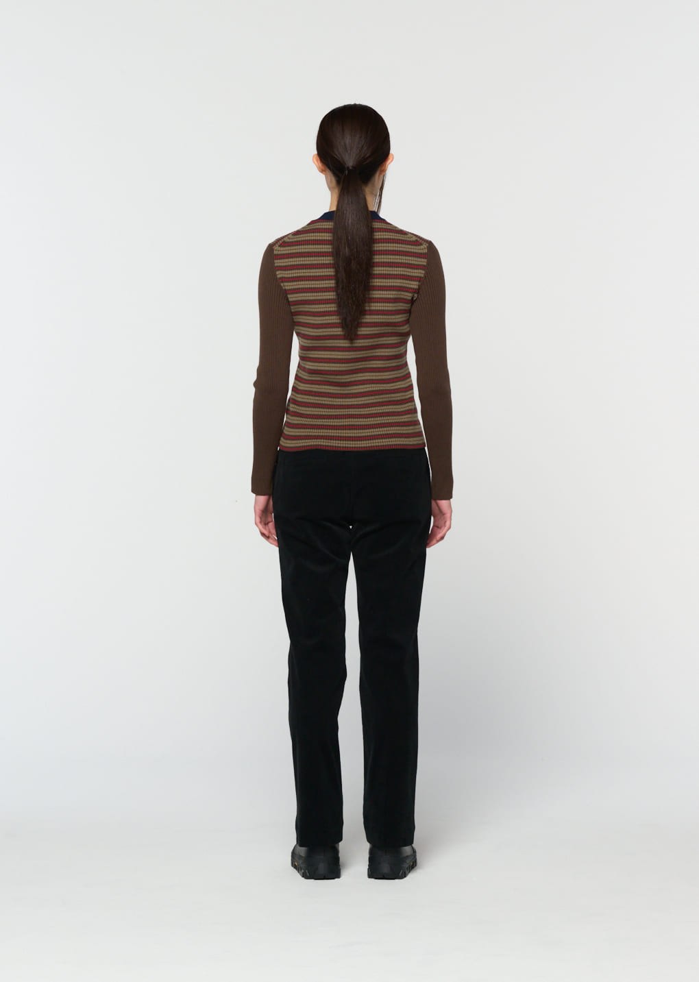 corduroy flared pants, black