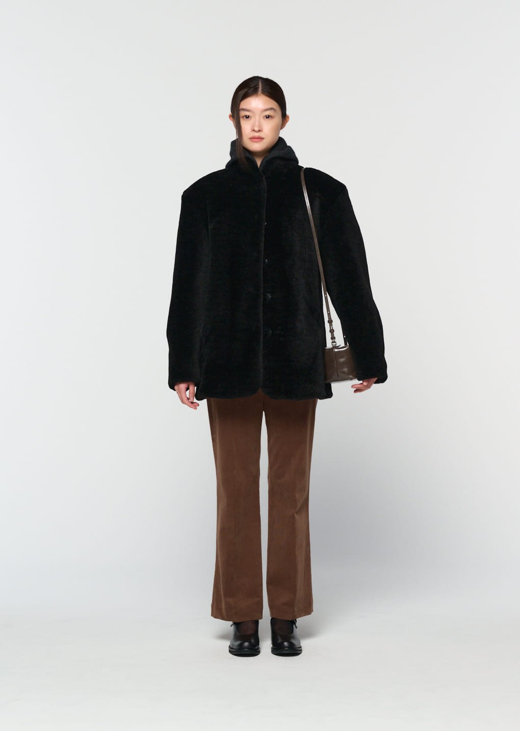 corduroy flared pants, brown