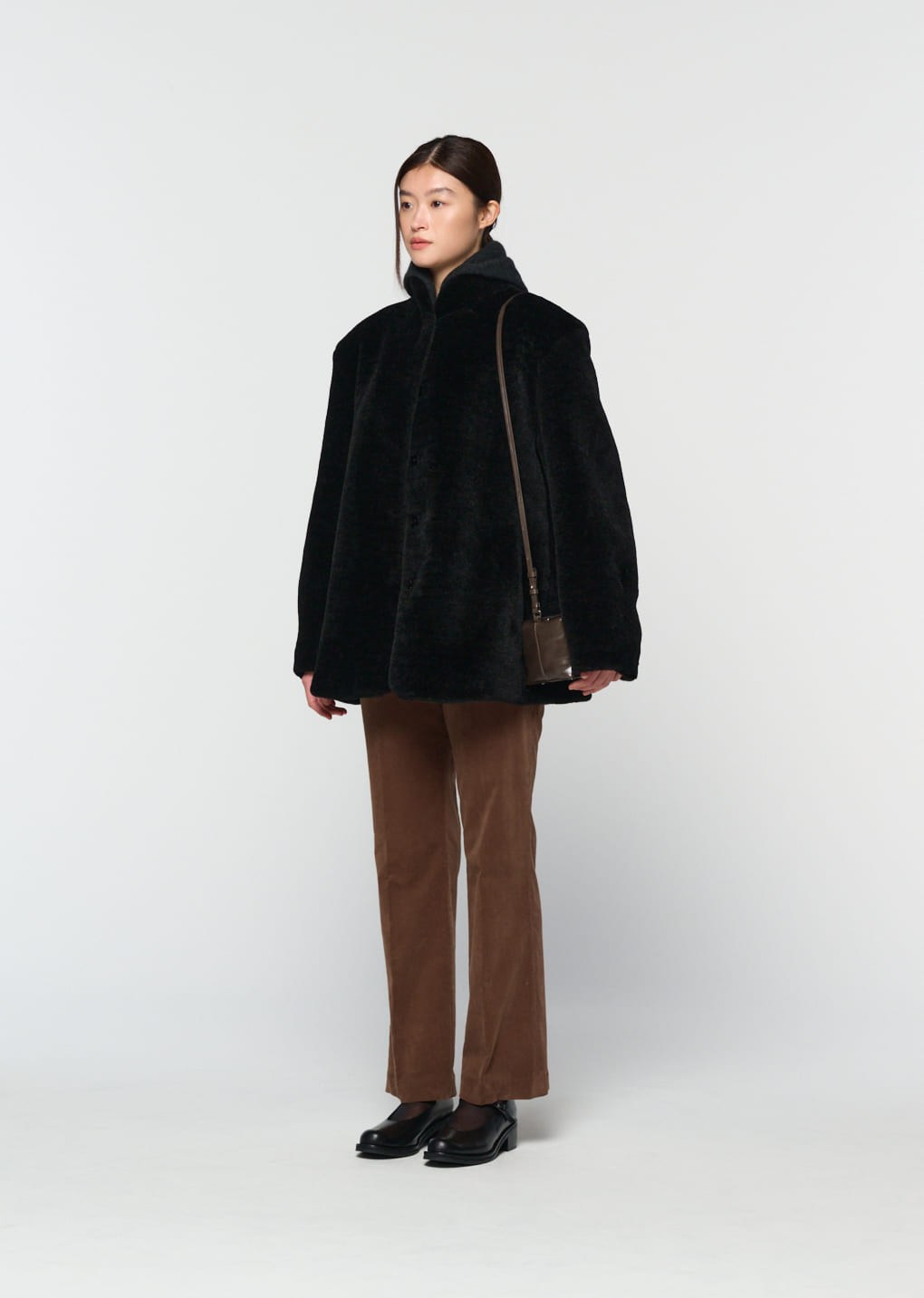 corduroy flared pants, brown