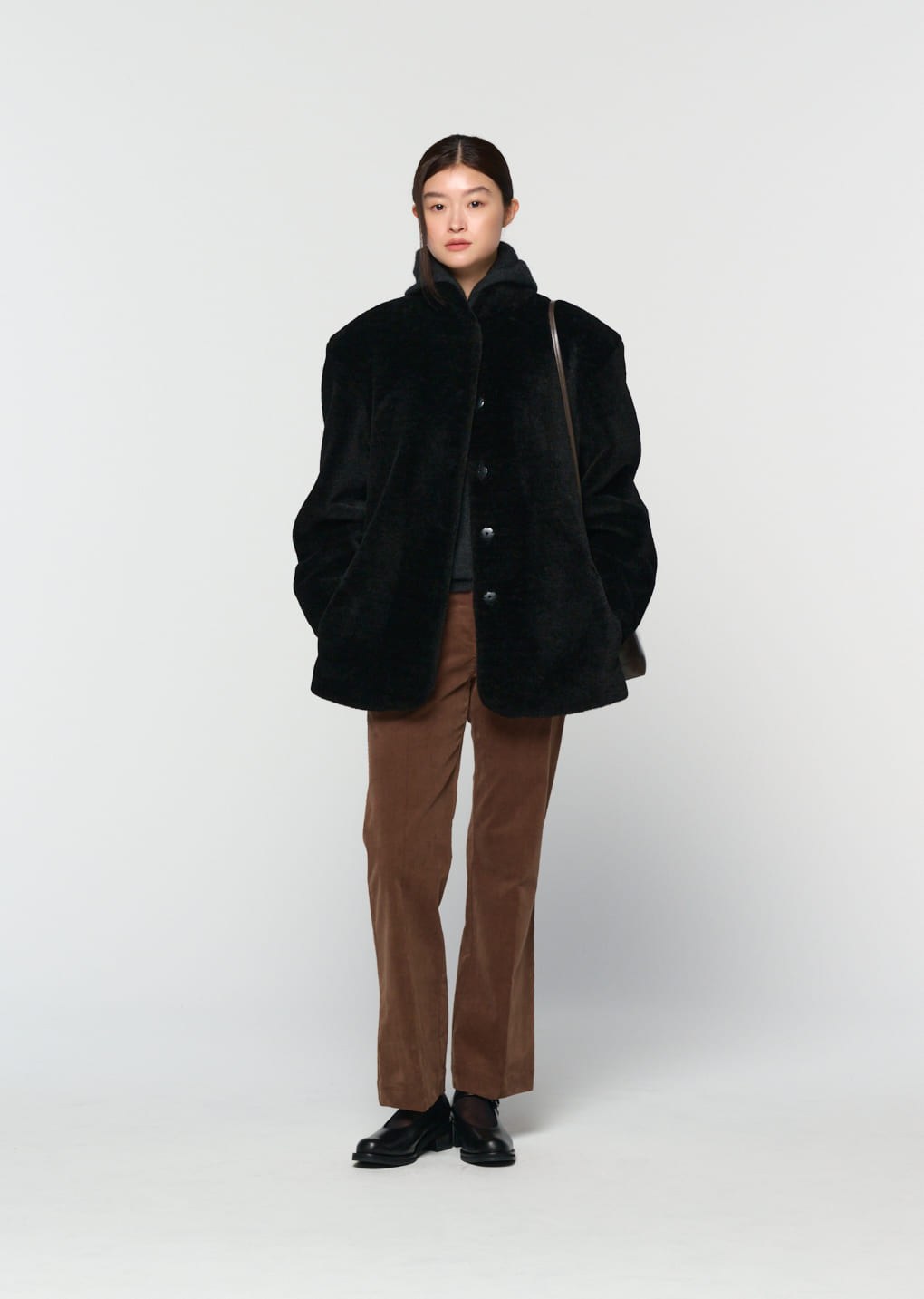 corduroy flared pants, brown