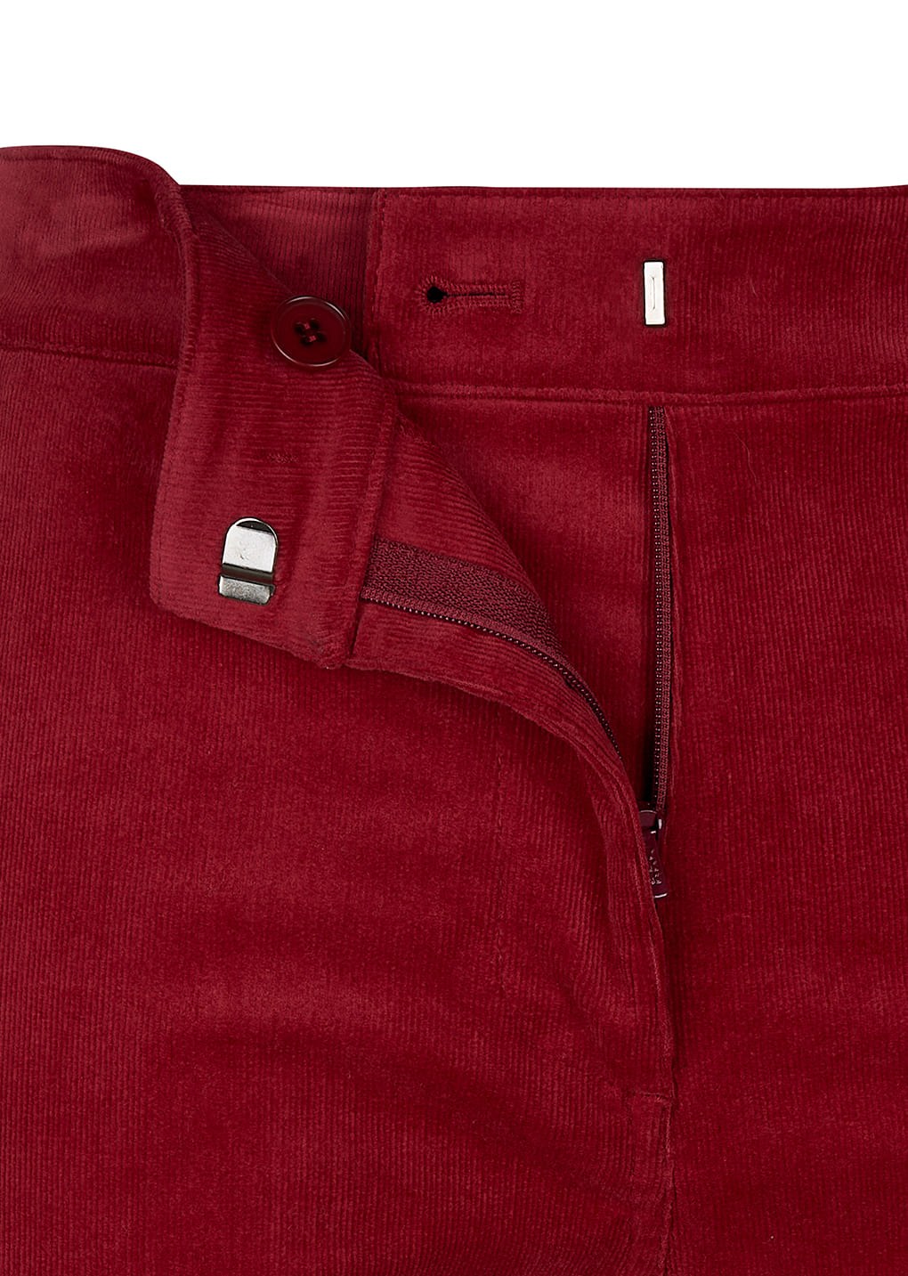 corduroy flared pants, red