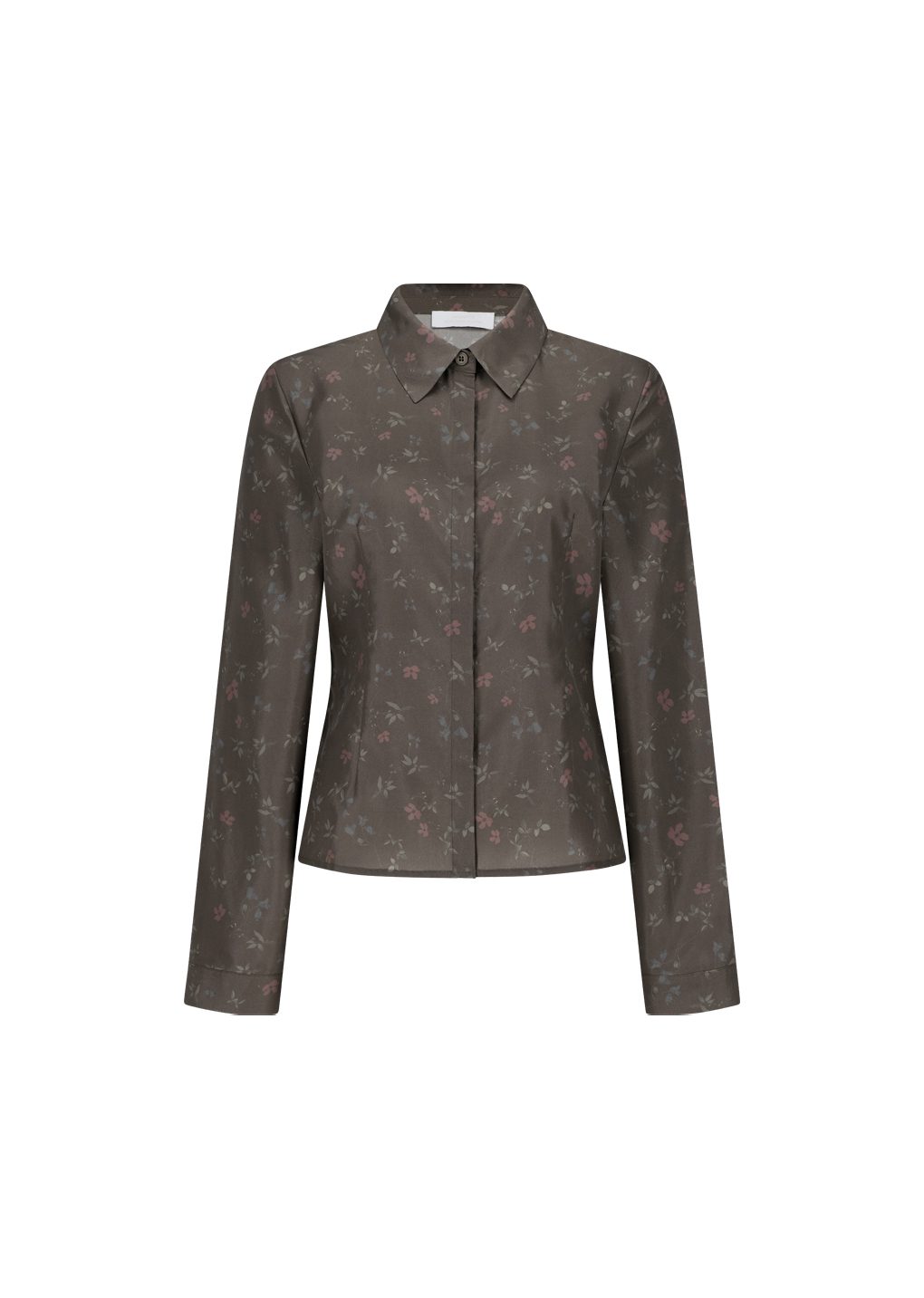 silk floral shirt, brown