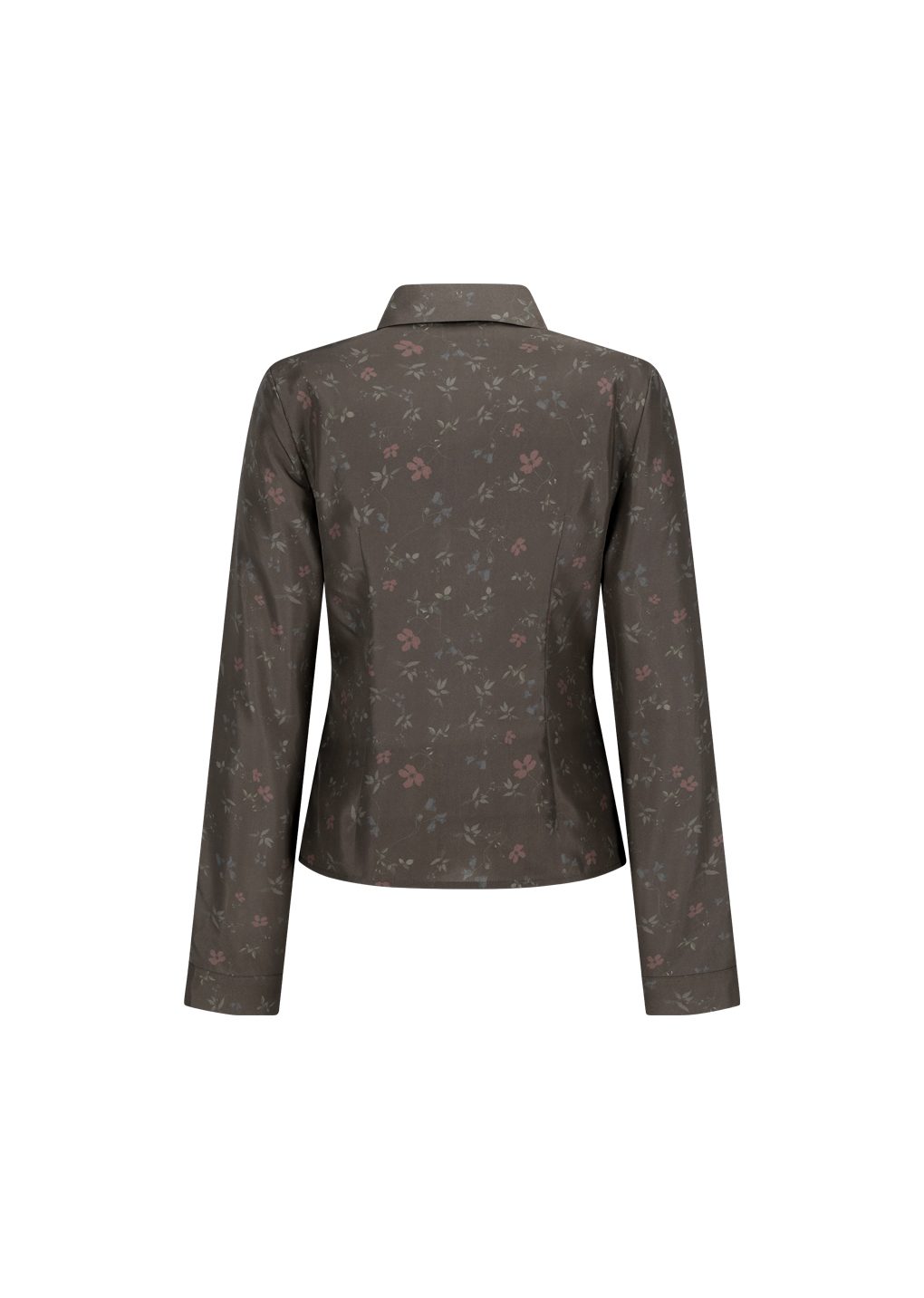 silk floral shirt, brown