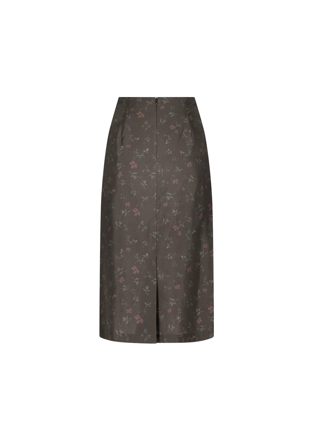 silk floral skirt, brown