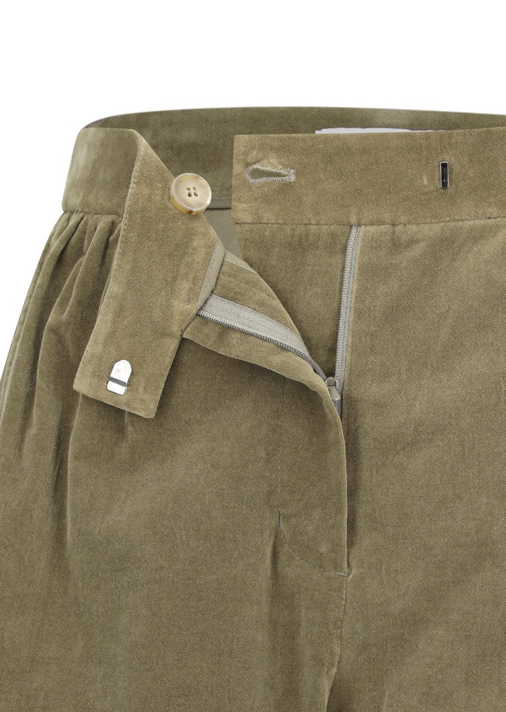 velvet shirring pants, khaki