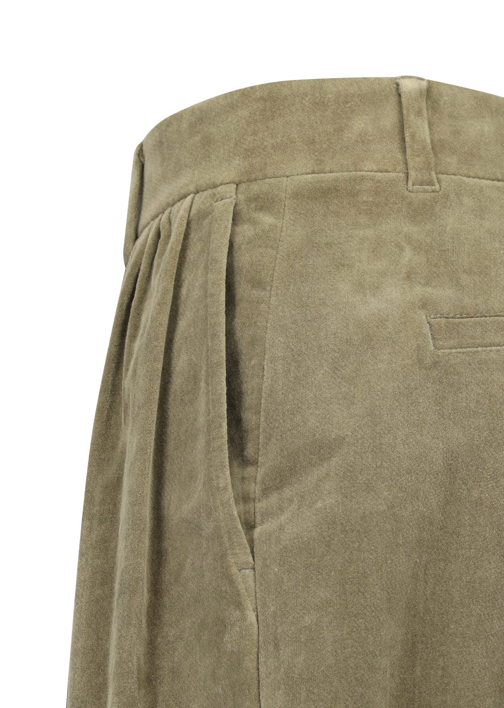 velvet shirring pants, khaki