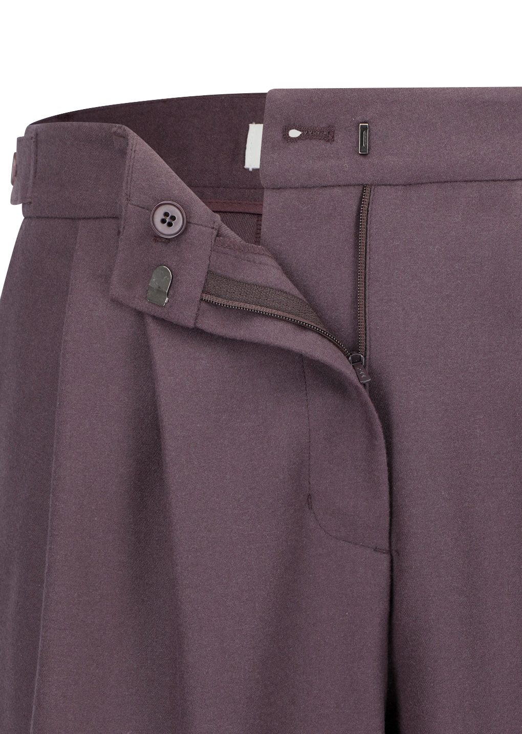 wool tapered pants, burgundy