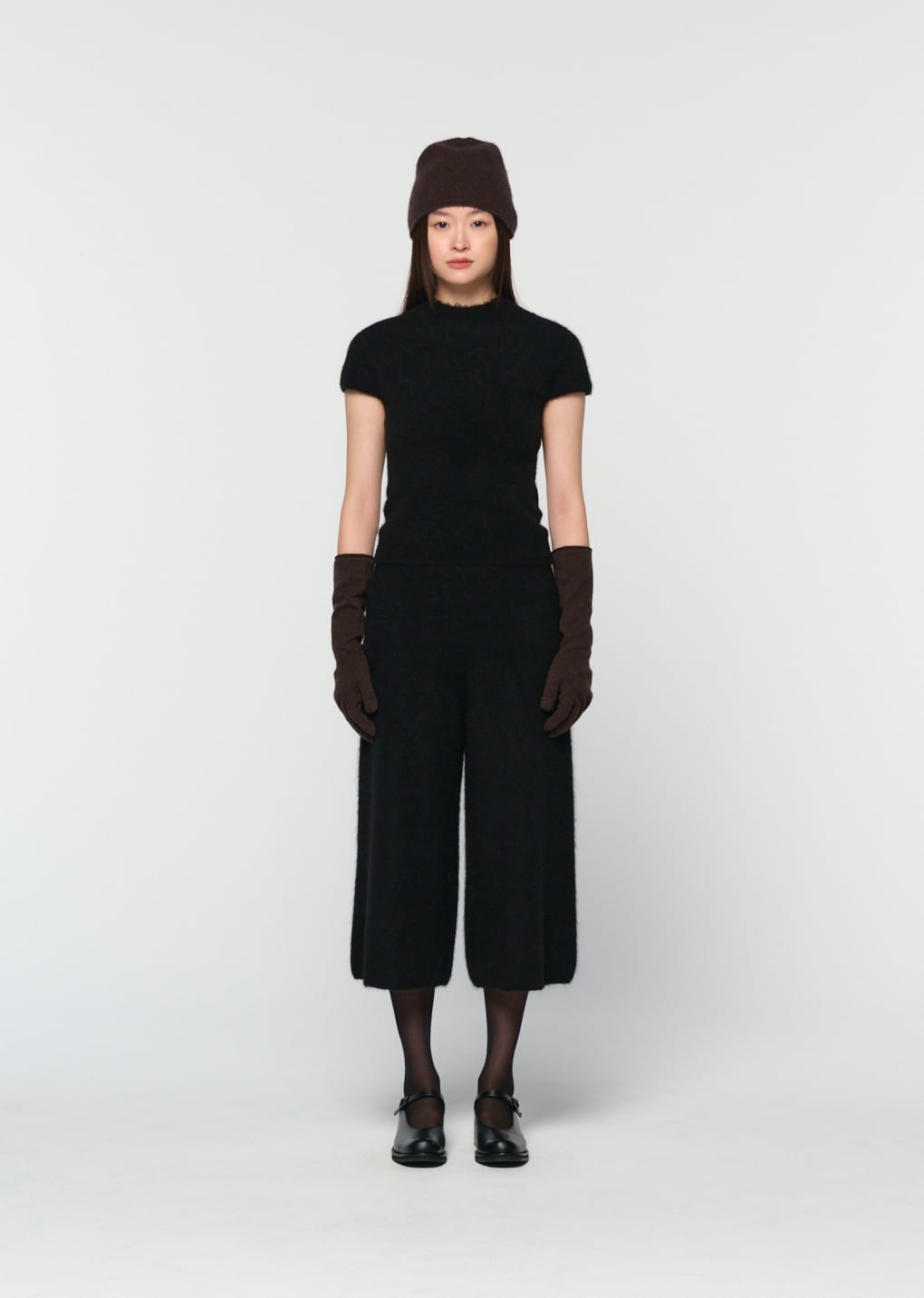 hairy culotte pants, black