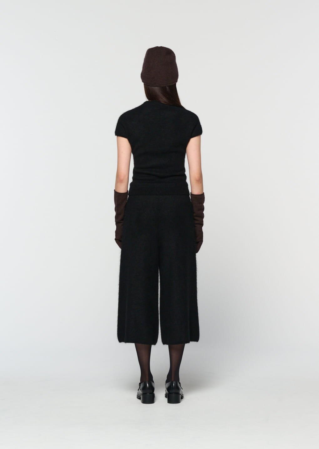 hairy culotte pants, black