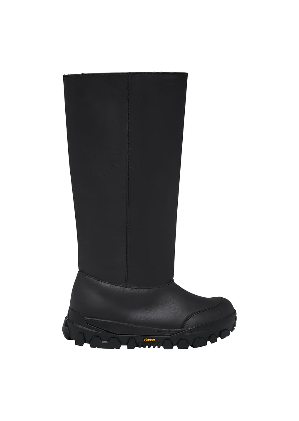 vibram shearling long boots, black
