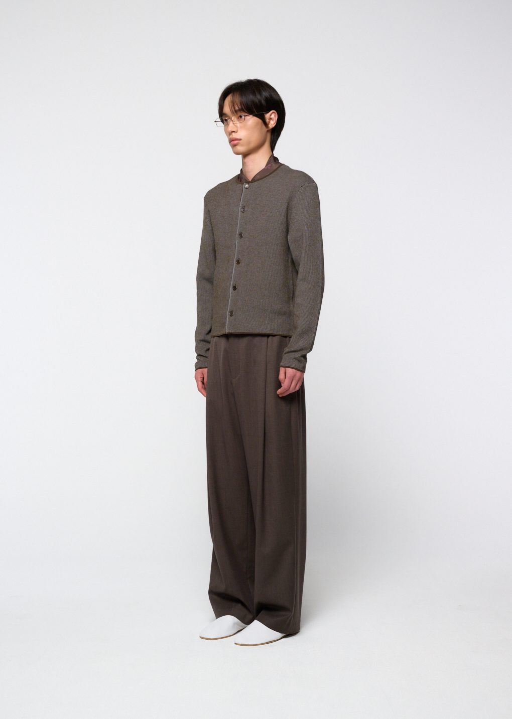 stripe button up cardigan, brown