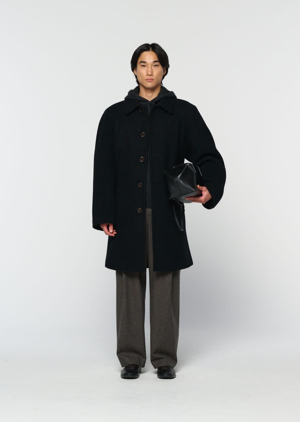 men's raglan coat, black