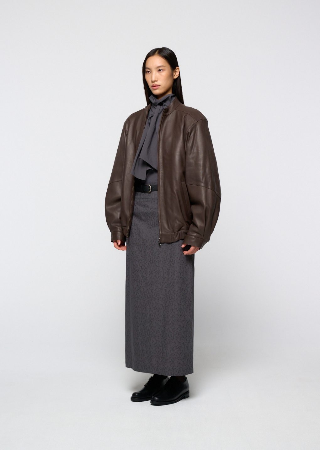 lambskin leather blouson, brown