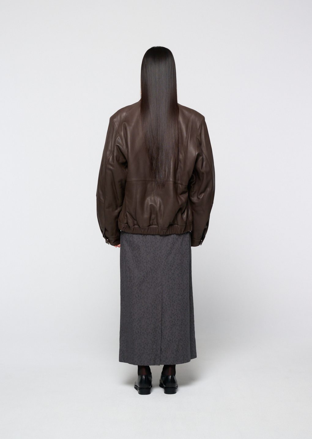 lambskin leather blouson, brown
