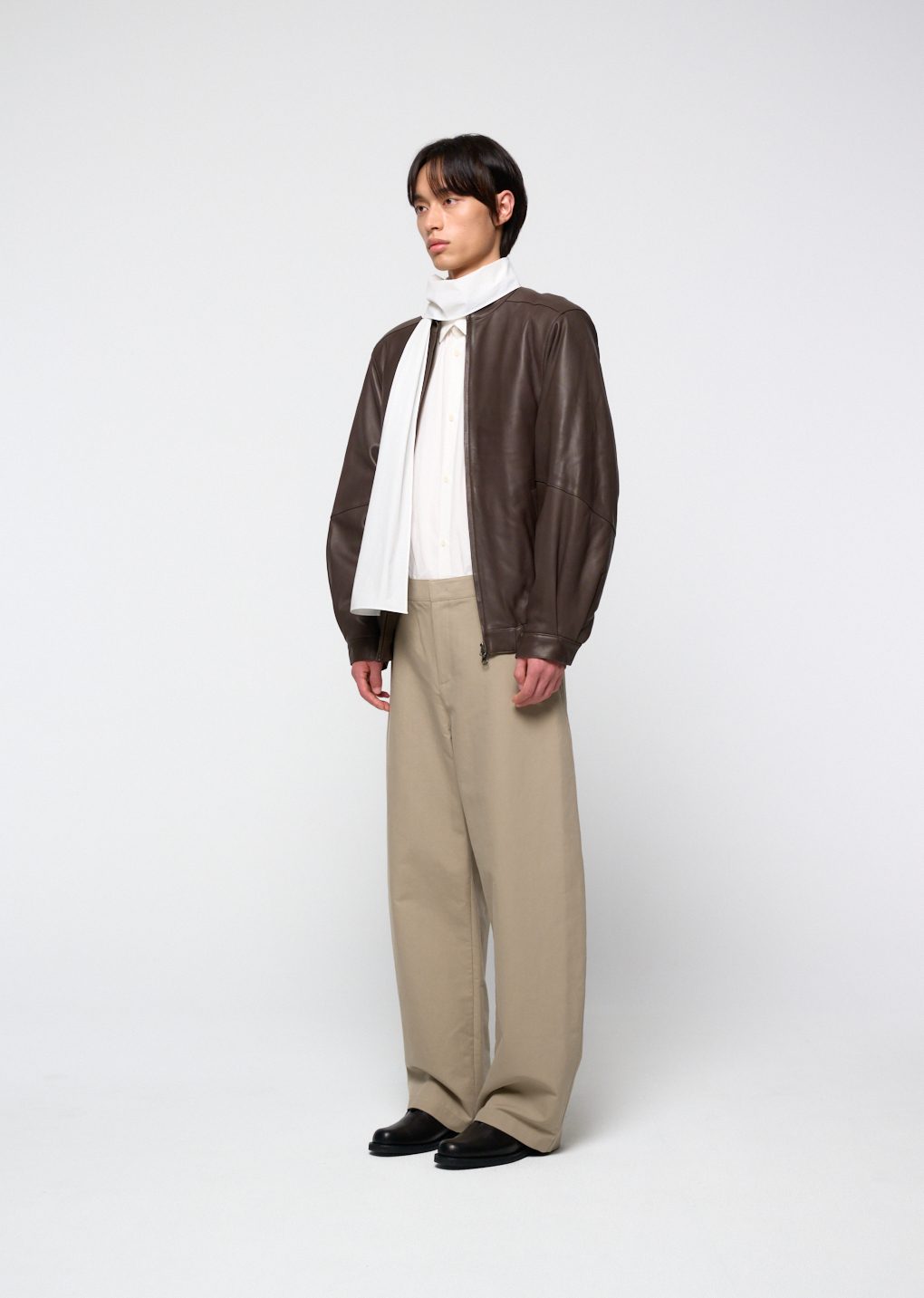 lambskin leather blouson, brown