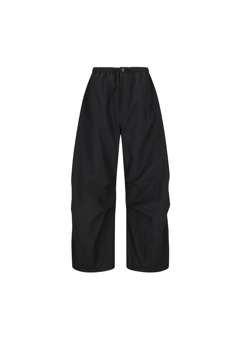 drawstring wide fatigue pants, black