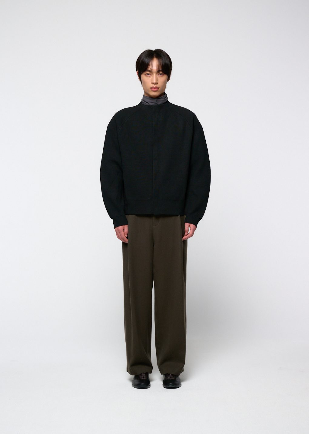 rounded sleeve cardigan, black