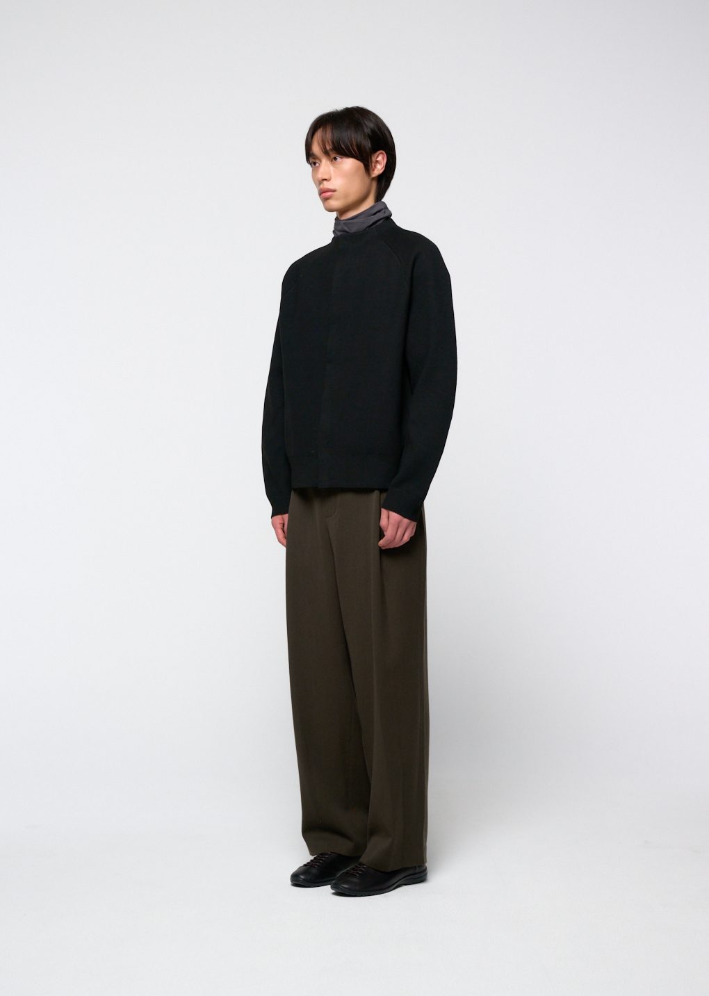 rounded sleeve cardigan, black