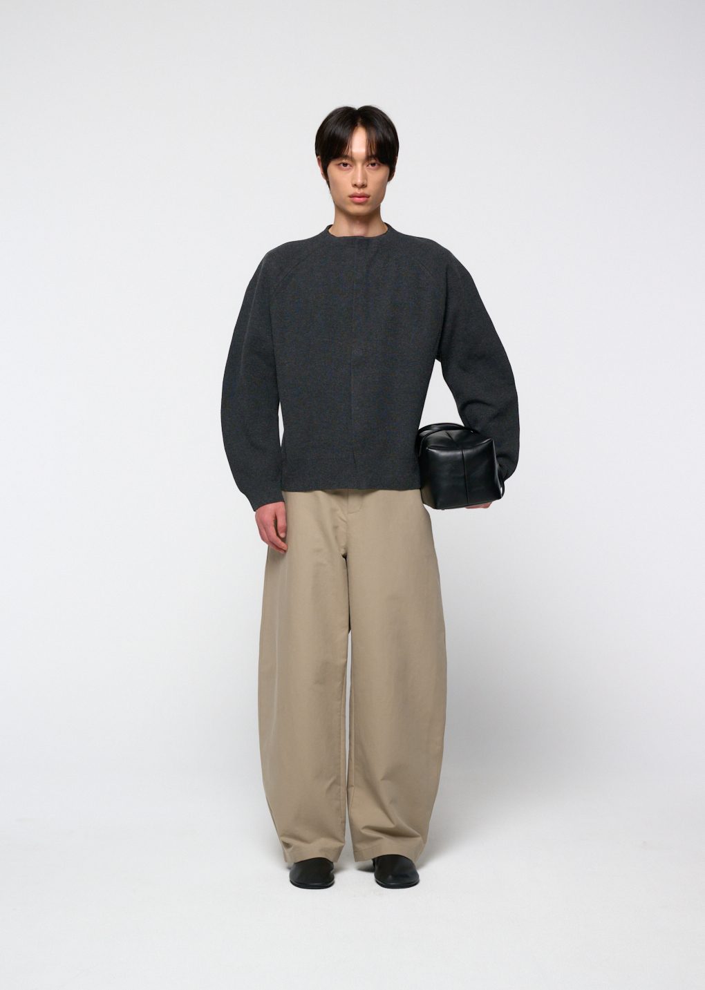 rounded sleeve cardigan, charcoal