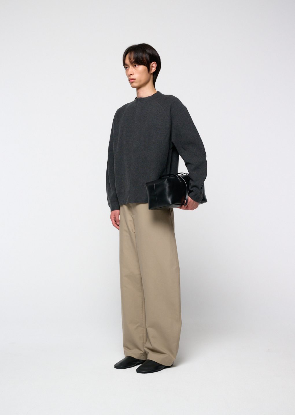 rounded sleeve cardigan, charcoal